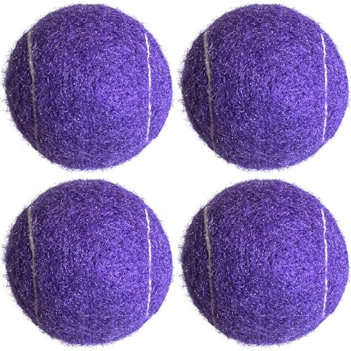 HPWFHPLF Tennis Balls, 4 Pack Advanced Practice Tennis Balls for Beginner, Training Playing Tennis Balls for Pets Dogs (Purple)