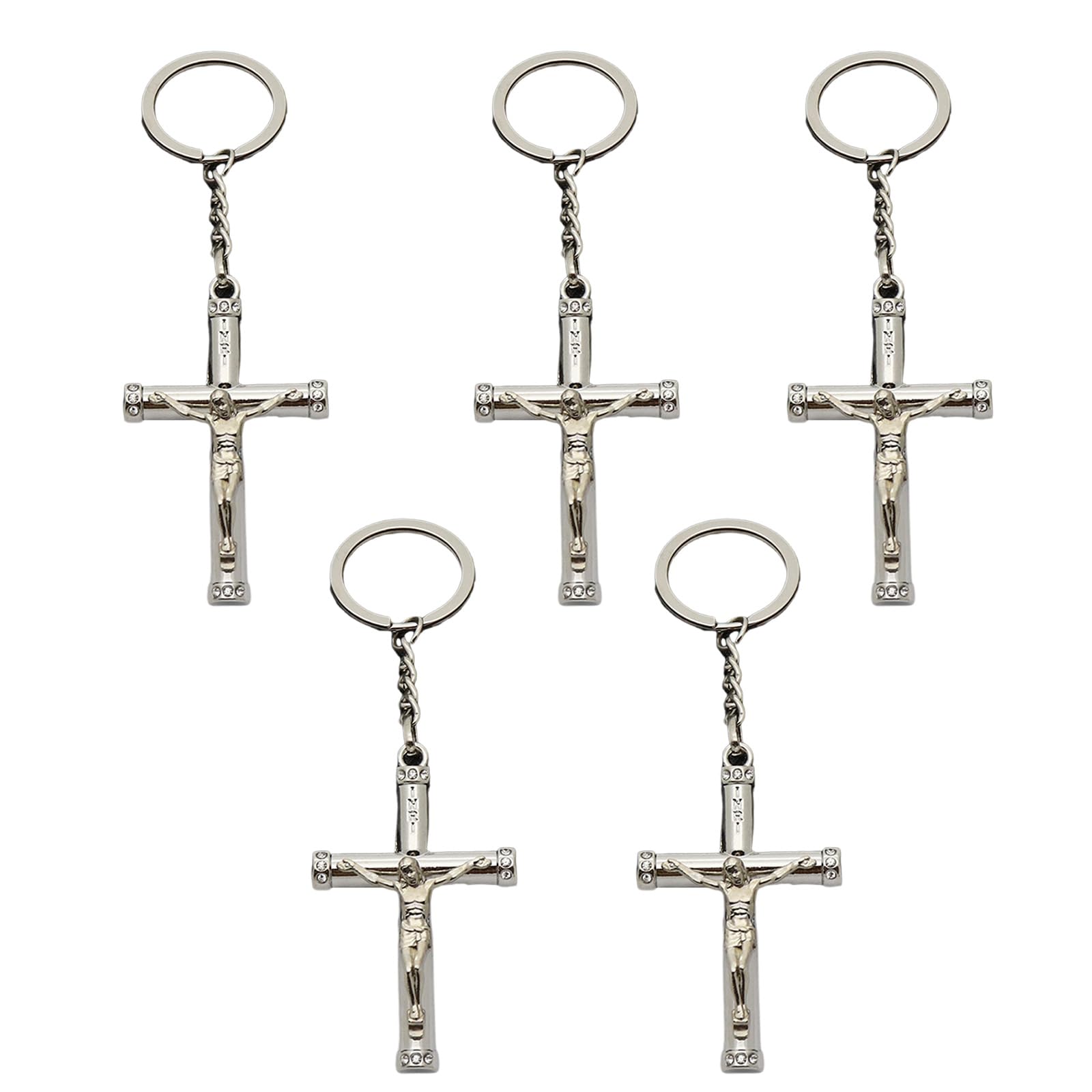 Tsophreniq 5pcs Gold Silver Color Cross Pendants 40x65mm Religious Charm Keychains Jewelry Making Finding Supplies Charm for Jewelry Making