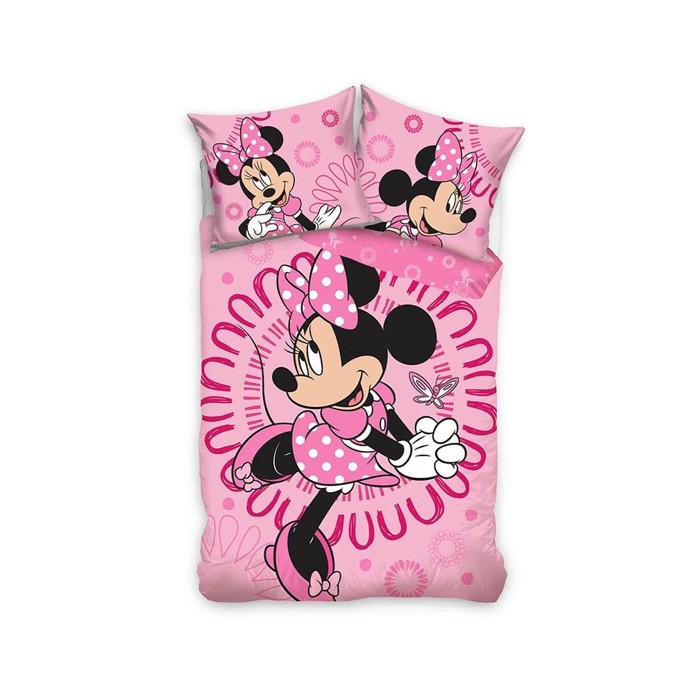 Carbotex Girls Pink Minnie Mouse Single Reversible Duvet Cover And Pillowcase Set - European Size