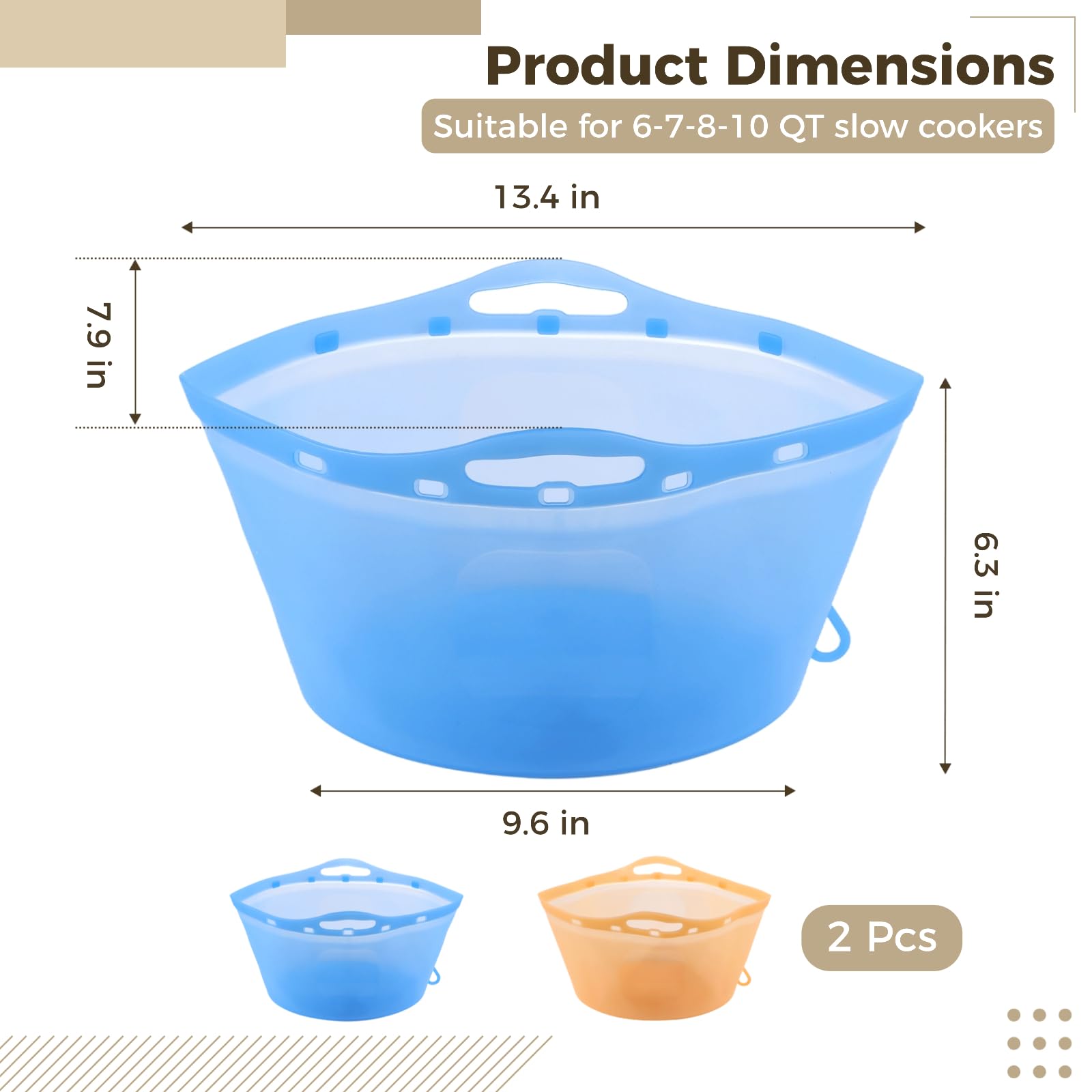 3 Stk. Slow Cooker Einsätze, wiederverwendbare Silikon-Einsätze für 8-Quart Slow Cooker, kompatibel mit Crock-Pot, auslaufsicheres Zubehör für ovale oder runde Schongarer, spülmaschinenfest,