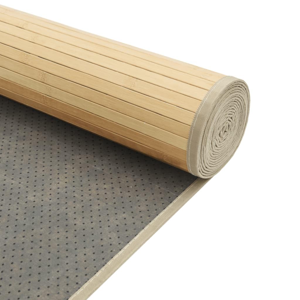 Bambusteppich 100x200 cm Hell Natur - Rechteckiger Bambus Vorleger Naturholz-Optik - Strapazierfähige Bambusmatte mit Rutschfester Rückseite für Wohnzimmer Flur und Büro