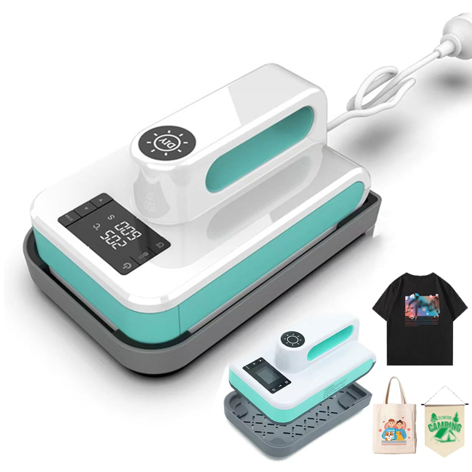 Mini presse à chaleur avec base isolée et température réglable pour flocage