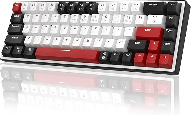60% Mechanical Gaming Keyboard, 68 Keys Hot-Swappable Compact Blue LED Backlit Gaming Keyboard, MageGee SKY68 Wired Ergonomic Mini Office Keyboard for Windows PC Gamer (Purple Switch, Black & White)