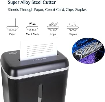 WOLVERINE SD9101 P-5 Super Micro Cut Shredder, 8-Sheet, 4.5Gal, 54dB, Black