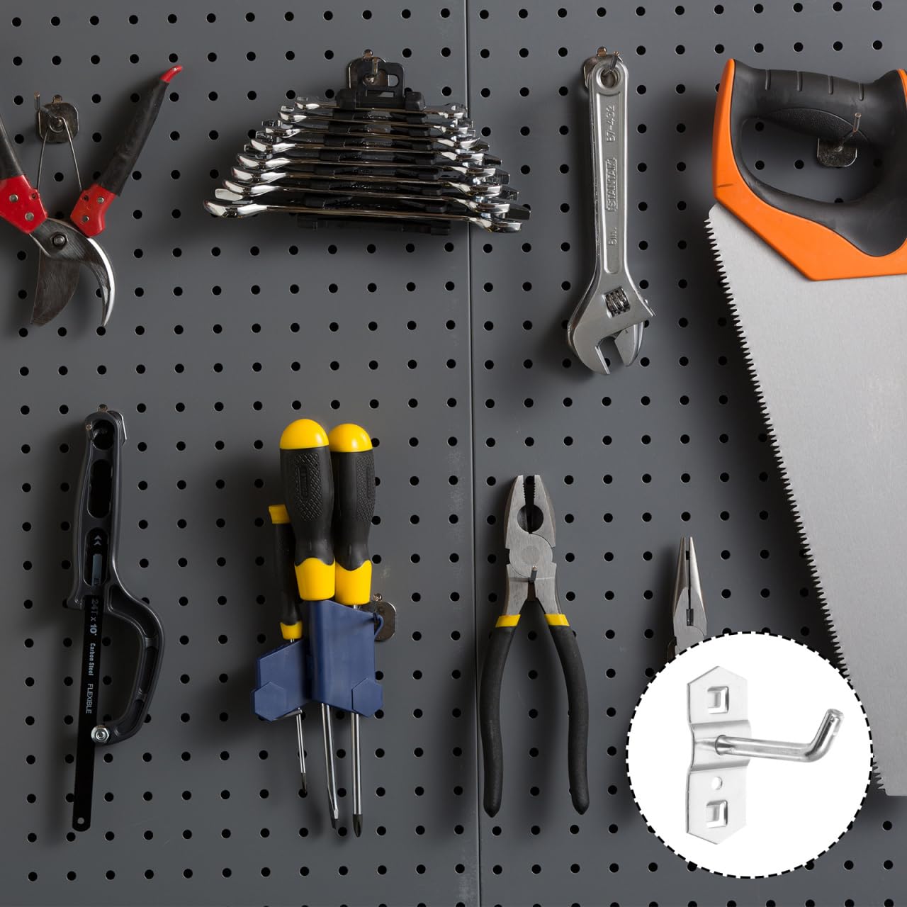 IMIKEYA 12 Pcs Metal Hole Pegboard Hooks Heavy Duty Peg Board Hooks for Tool Organization Display Silver Shelf Rack Pegs for Garage Shop Storage - Image 3