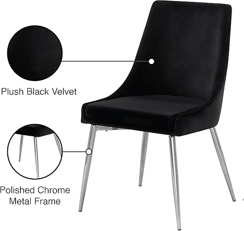 Miniatura 37 de Meridian Furniture Karina Collection Modern - Silla de comedor contemporánea tapizada de terciopelo con patas de metal resistentes. Gris,Negro