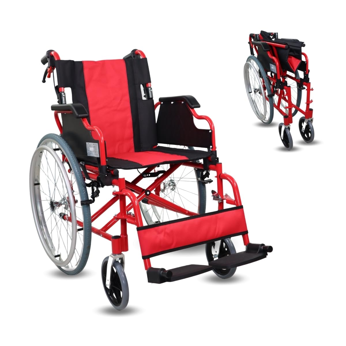 Mobiclinic®, Silla de ruedas plegable, Aluminio, Doble sistema frenado, Reposapiés abatibles y extraíbles, Reposabrazos, Respaldo partido, Asiento 44 cm, Ultraligera