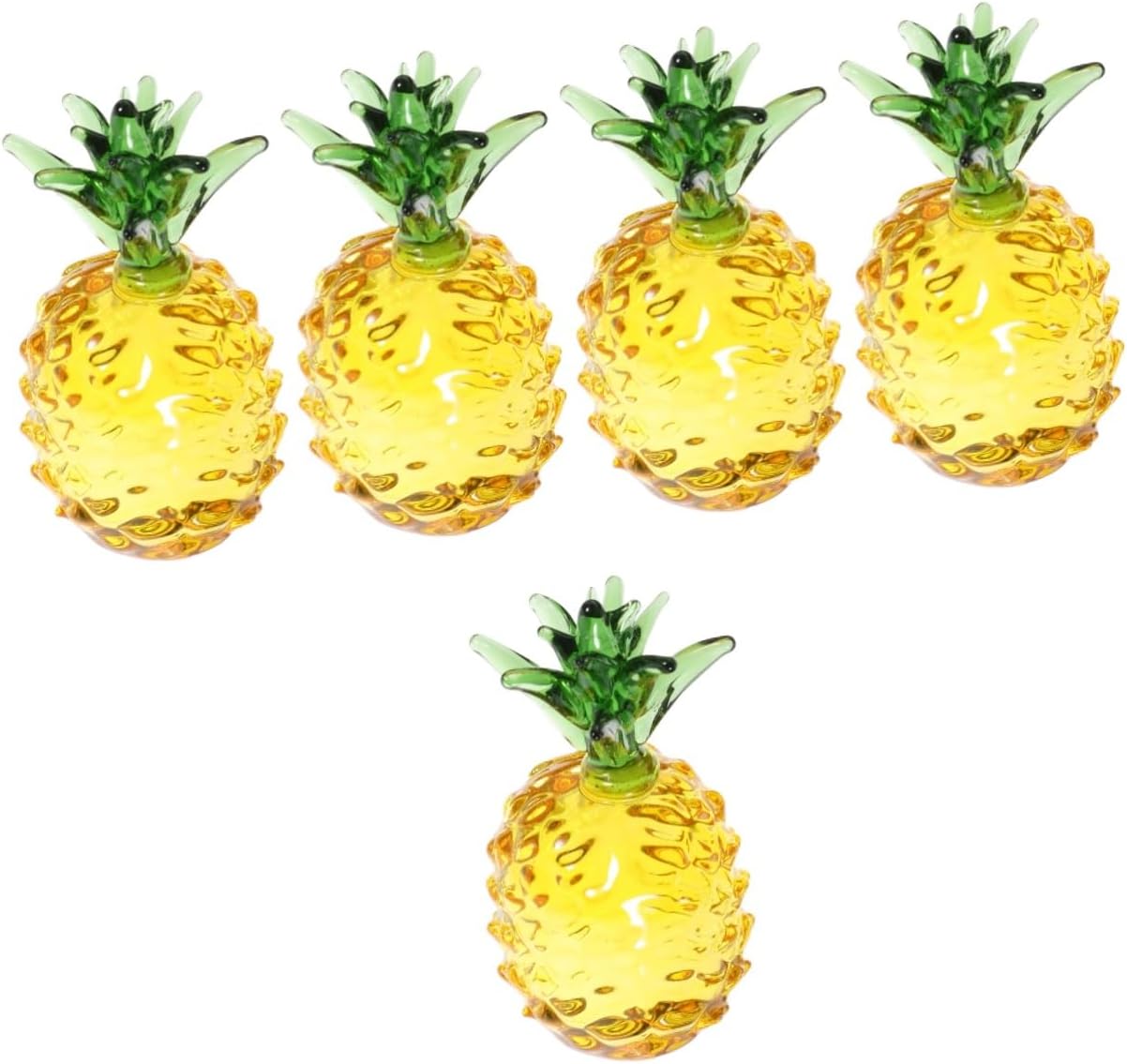 Homoyoyo Hand Blown Glass Pineapple Figurine - Miniature Crystal Fruit Paperweight for Home Decor or