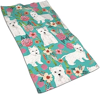 Snbin Westie Florals Cute Dog Microfiber Toallas de Mano Toallas Toallas de Secado rápido Toallas Deportivas (40x70cm) Uso para Viajes, Fitness, Yoga