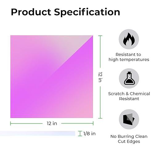 Miniatura 2 de xTool Hojas acrílicas, láminas de plexiglás de película roja transparente iridiscente de 18 pulgadas de grosor, 3 paquetes de 12 x 12 pulgadas,