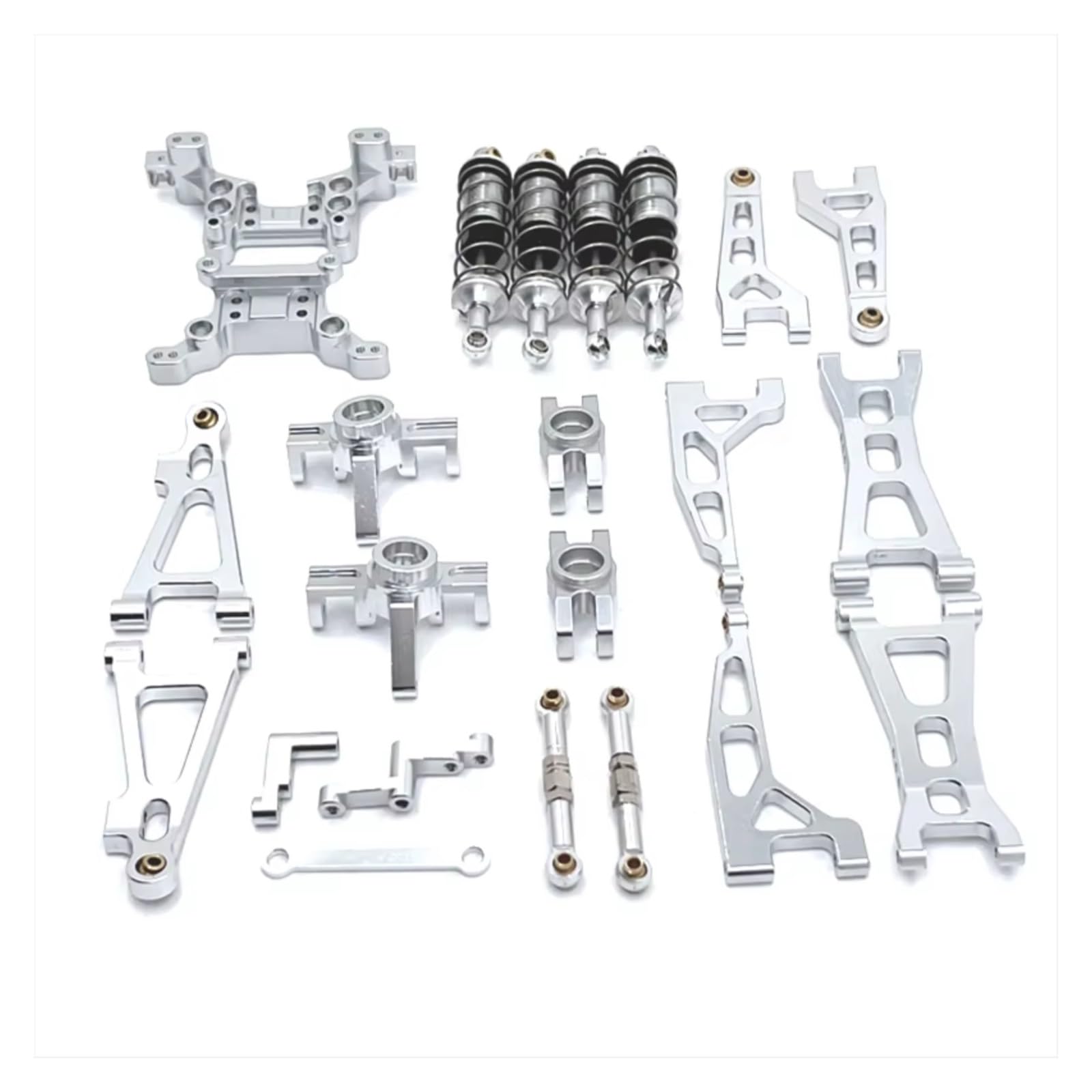 Amortiguadore Coche RC para MJX 16207 16208 16209 16210 H16 Kit De Amortiguadores Metálicos para Coche RC Vehículo Todoterreno Vehículo De Orugas Piezas Y Accesorios Mejorados(Silver)