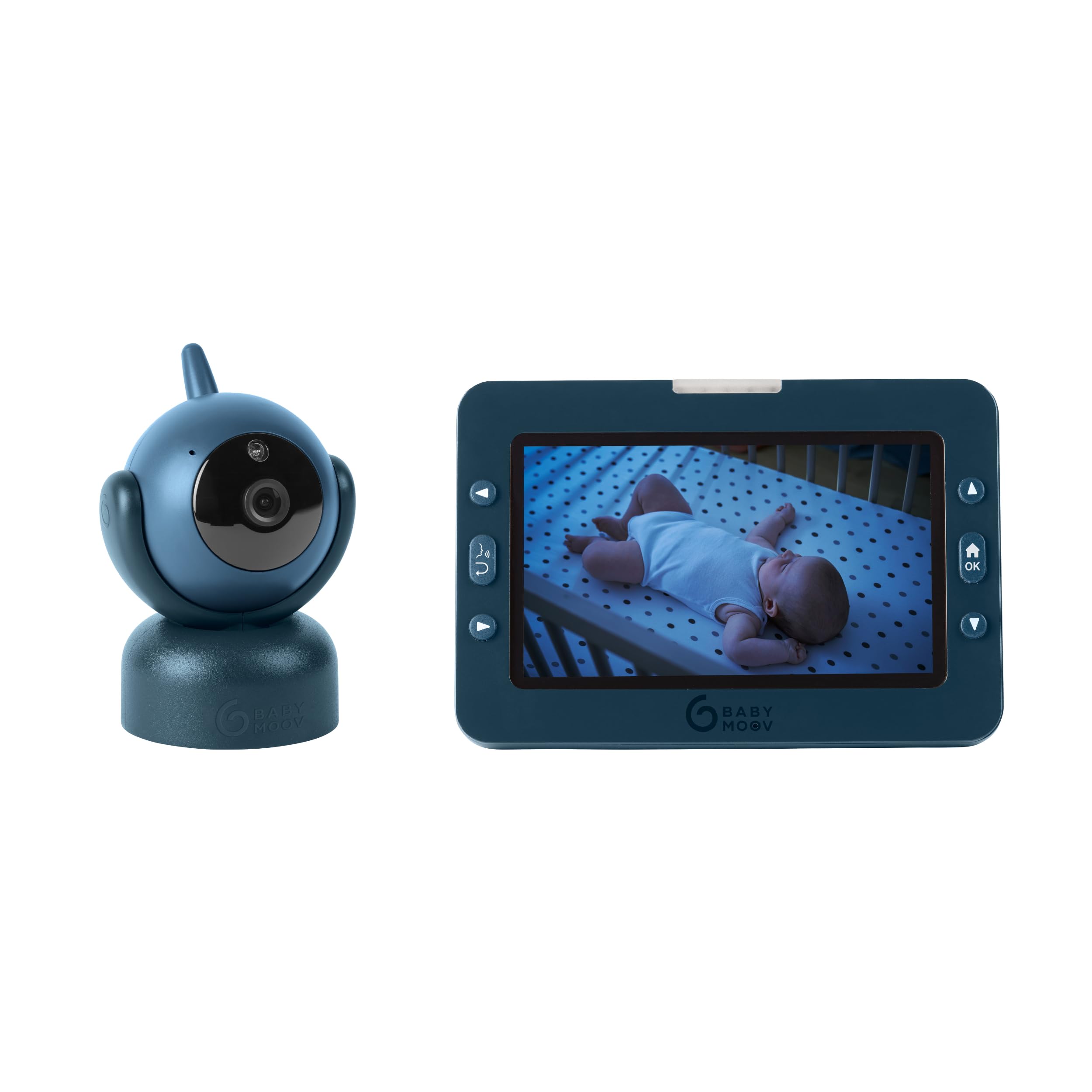Babymoov Babyphone Caméra YOO Master (+) - Grand Ecran HD 5''- Caméra Motorisée 360° - Vision Nocturne & Zoom – Température, 8 Berceuses - Portée 300 m - Jusqu'à 4 Caméras - Garanti à vie