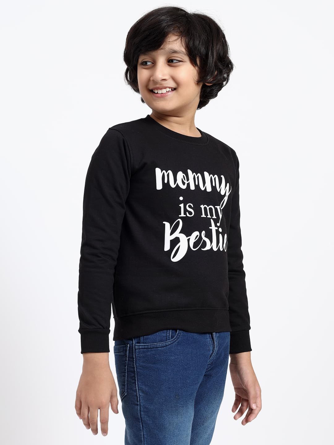 FUNKOOL Boys Regular Fit | Premium Cotton Fleece |Full Sleeves|Round Neck|Trendy Winter Wear| Sweatshirts for Boys and Girls -Black 1