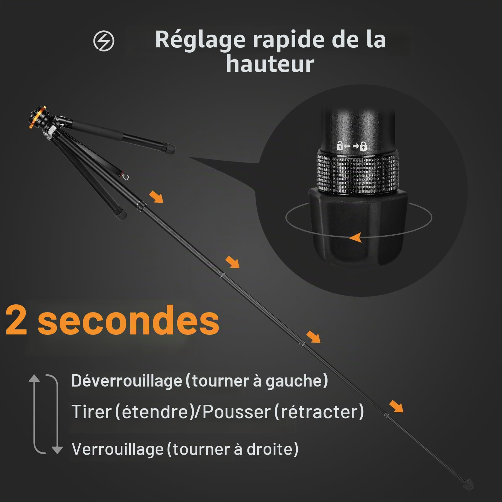 TARION Trépied de Voyage Compact pour Appareil Photo : Trépied Portable et Léger pour la Randonnée, Tête Sphérique, Système de Libération Rapide, Aluminium Qobra