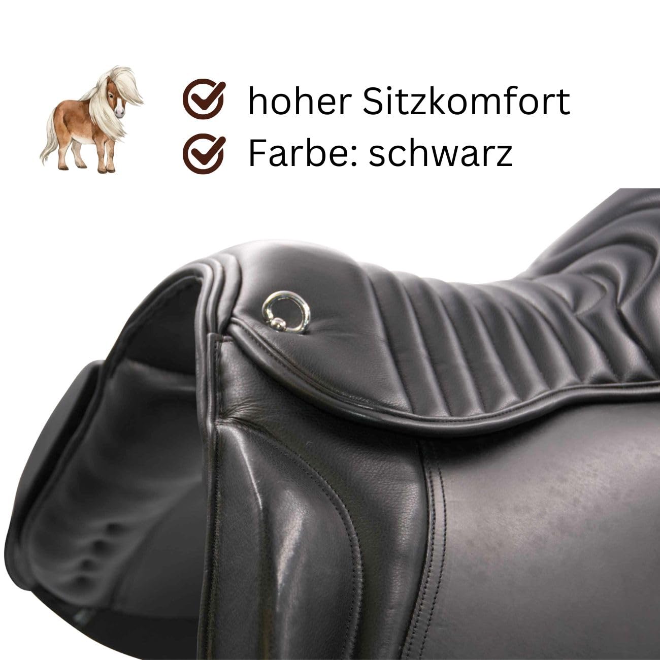 AMKA Kaltblutsattel 18 Zoll Wanderreitsattel mit weichem Rippsitz extra breit 36-42 Zoll