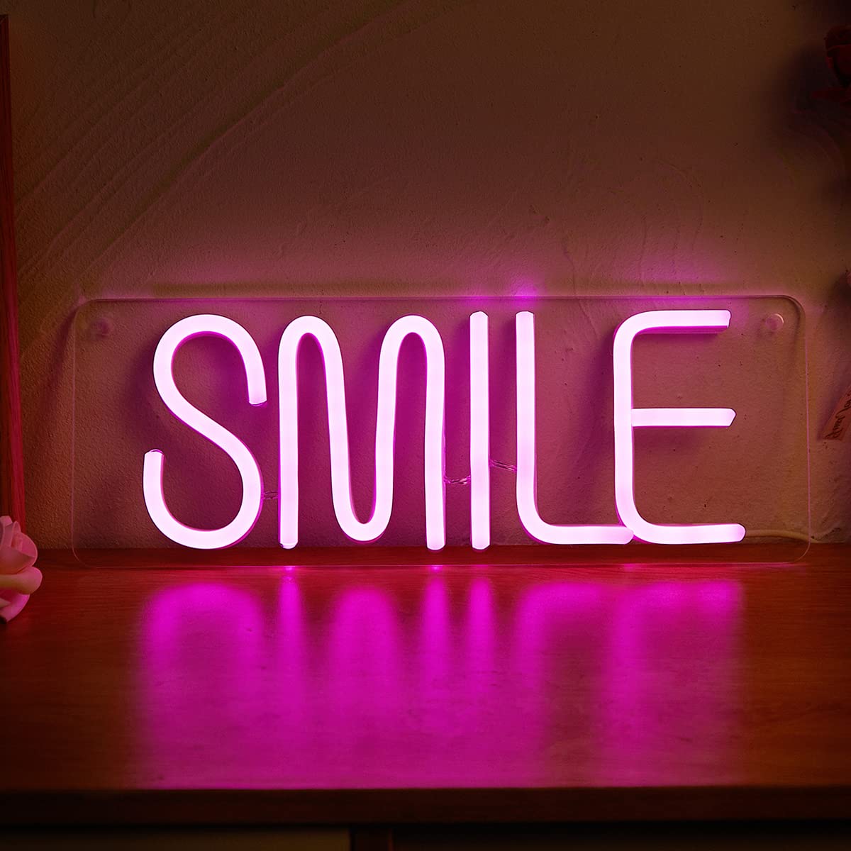 Chi-buy LED Neon Sign Smile Cute Neon Sign, USB Powered Neon Signs