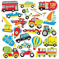 Baker Ross AW705 Transport Foam Stickers (Pack of 120), Asst Colours
