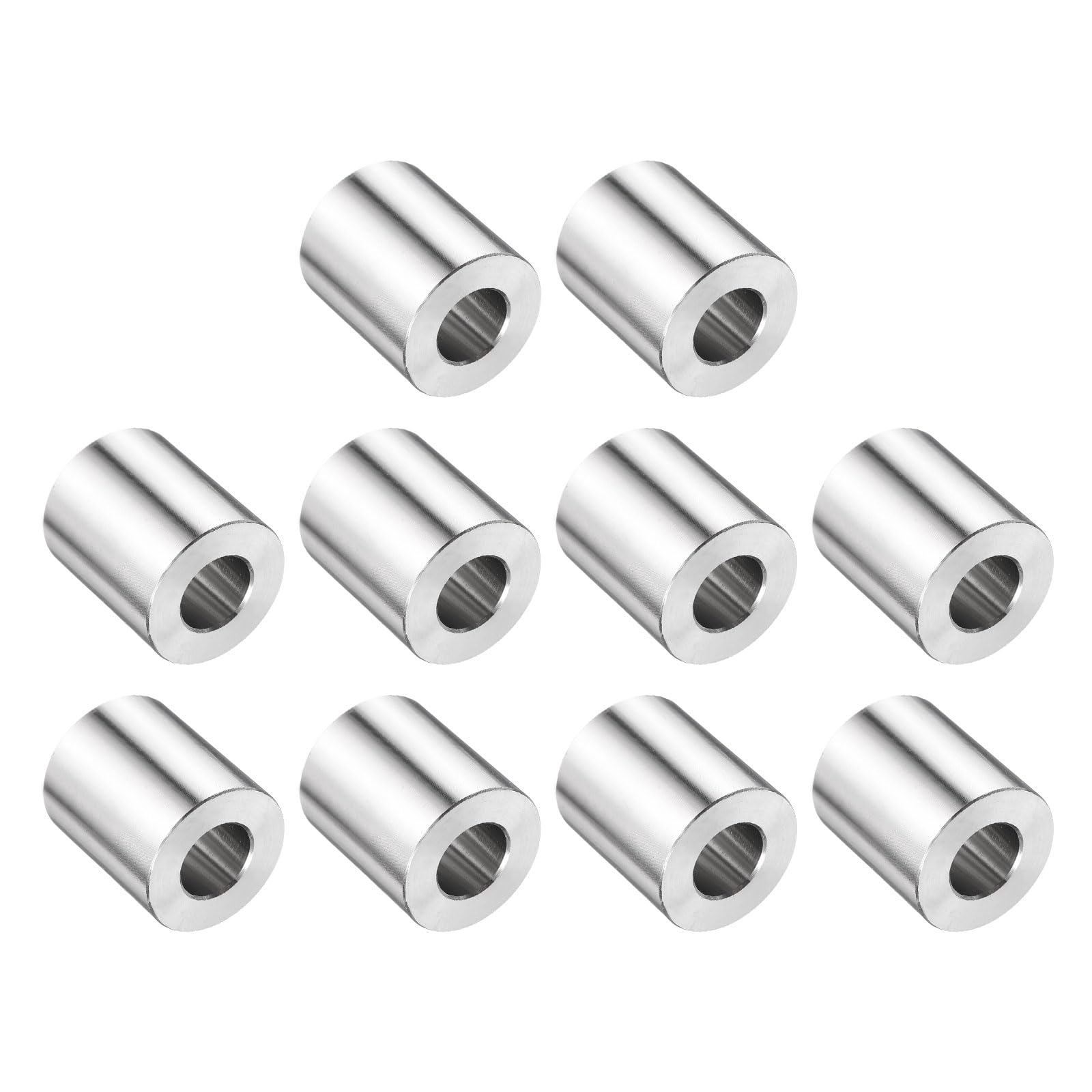 uxcell 10pcs Stainless Steel Spacer 1/2" Bore x 1" OD x 1" Length Screw Bushing Plain Finish Round Metal Spacer for M12 Screws Bolts and Rods