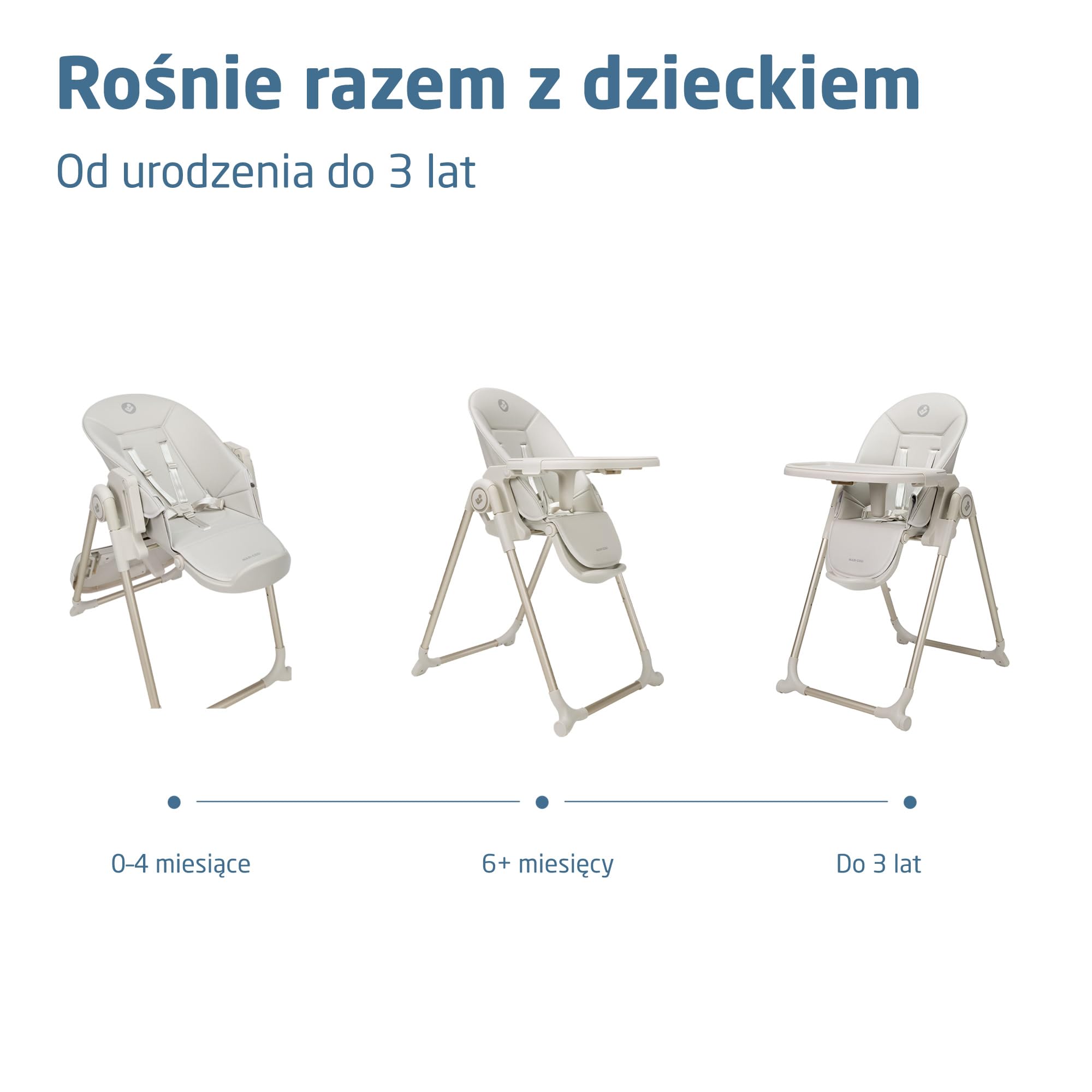 Maxi-Cosi Ava2 Krzesełka do Karmienia, 0–3 l. (do 15 kg), Kompakt. Składane Krzesełko do Karmienia, Lekkie (9,45 kg), 5 poz. Odchylenia i 6 Wysokości, Tacka Zdejmow. 1 Ręką, 2 Kółka, Elegance Graphite