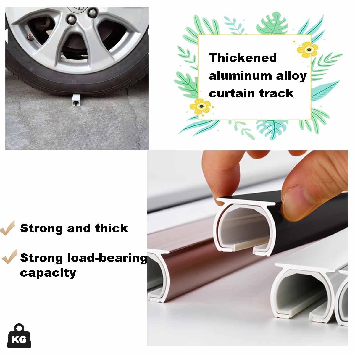 Sistema di binario per montagna in alluminio nero resistente, per camper, montaggio a parete, gazebo e aste divisorie, soluzione privacy da 1 m