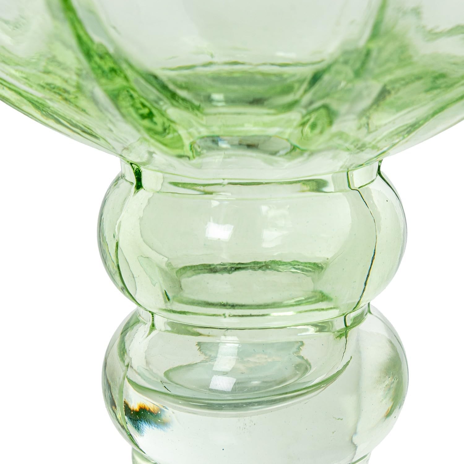 DRW Set of 3 decorative glass glasses in blue-green and transparent 13x13x30 cm