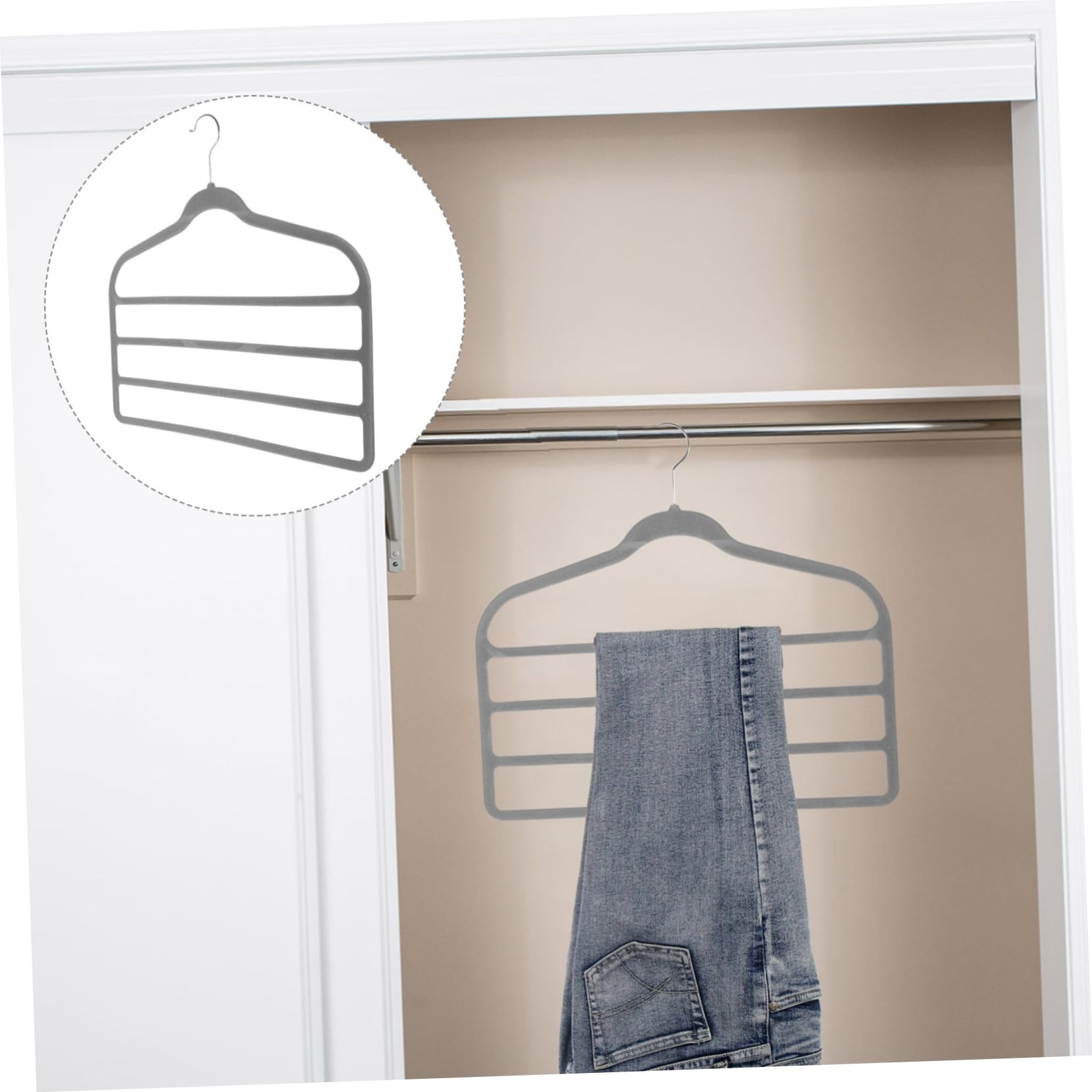 ABOOFAN 10 Perchas Multicapa de Plástico con Recubrimiento de Terciopelo Antideslizante para Pantalones, Optimización de Espacio y Uso Seguro el Hogar