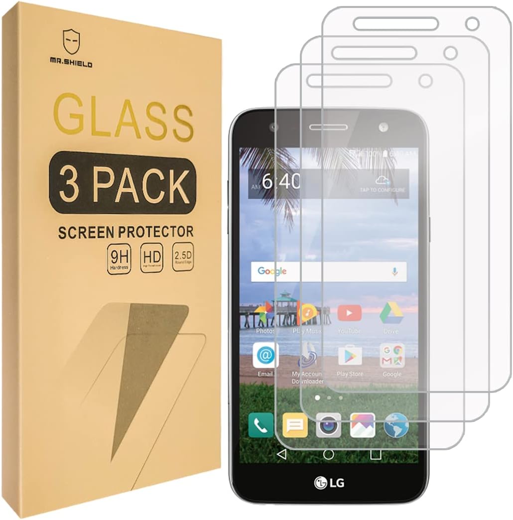 Mr Shield [3-PACK] Designed For LG Fiesta 2 [Tempered Glass] Screen Protector [0.3mm Ultra Thin 9H Hardness 2.5D Round Edge] with Lifetime Replacement