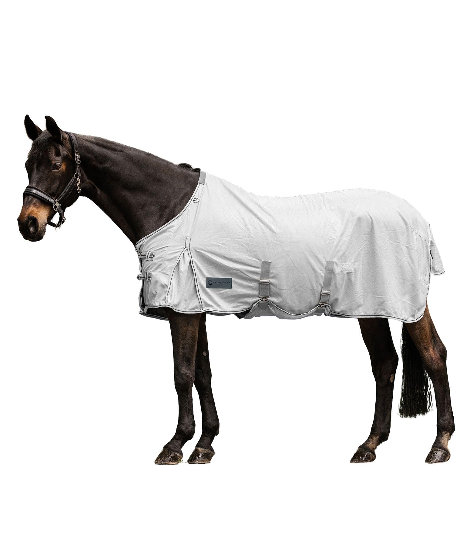 Waldhausen Fliegendecke Protect m. Bauchgurt, Silbergrau/grau, 145 cm