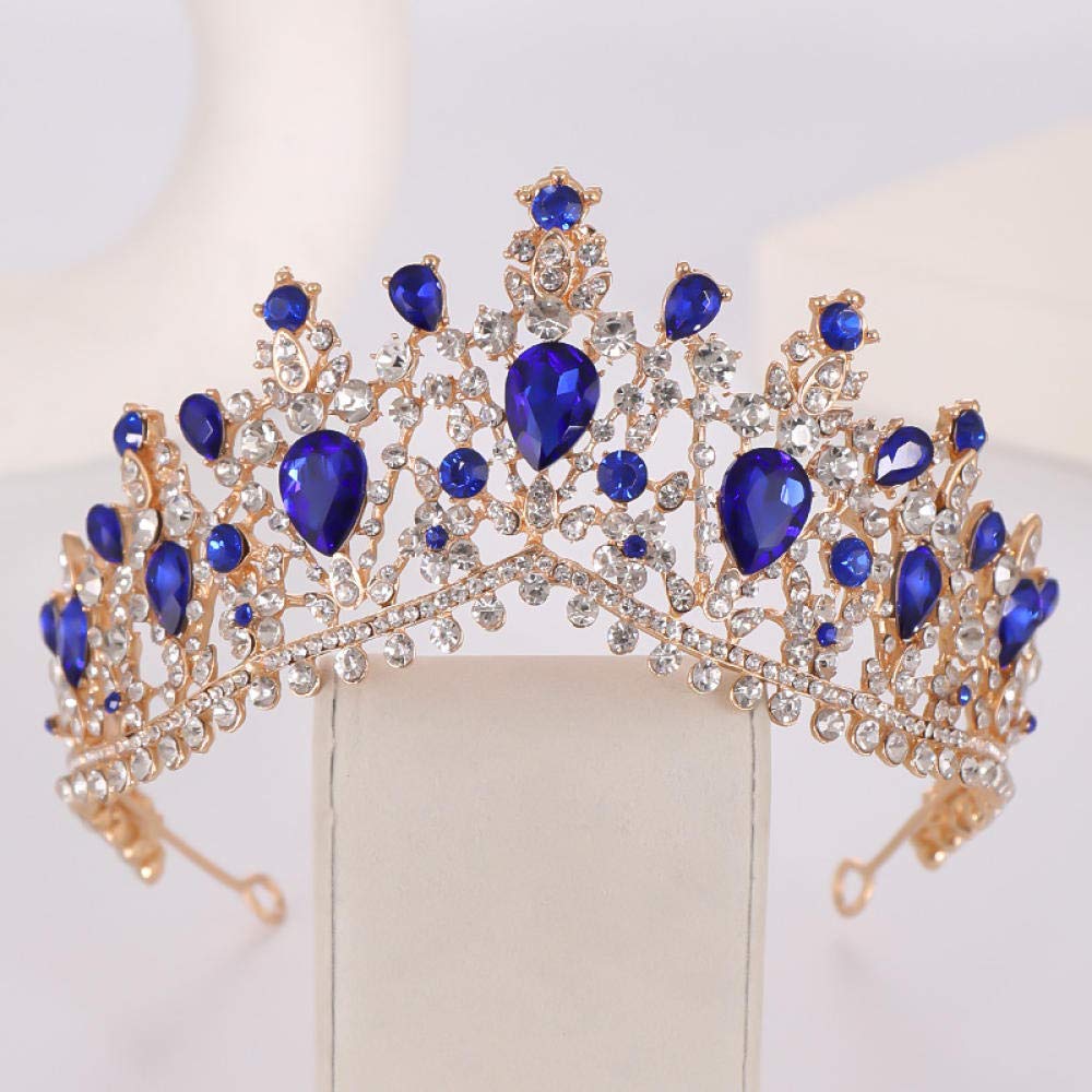 Tiara, stop strasu, Bridal Crown, opaska na czoło, Noble Blue Crystal Flower'S kobiety prosta, modna, wesele, ozdoba do włosów, retro na imprezę