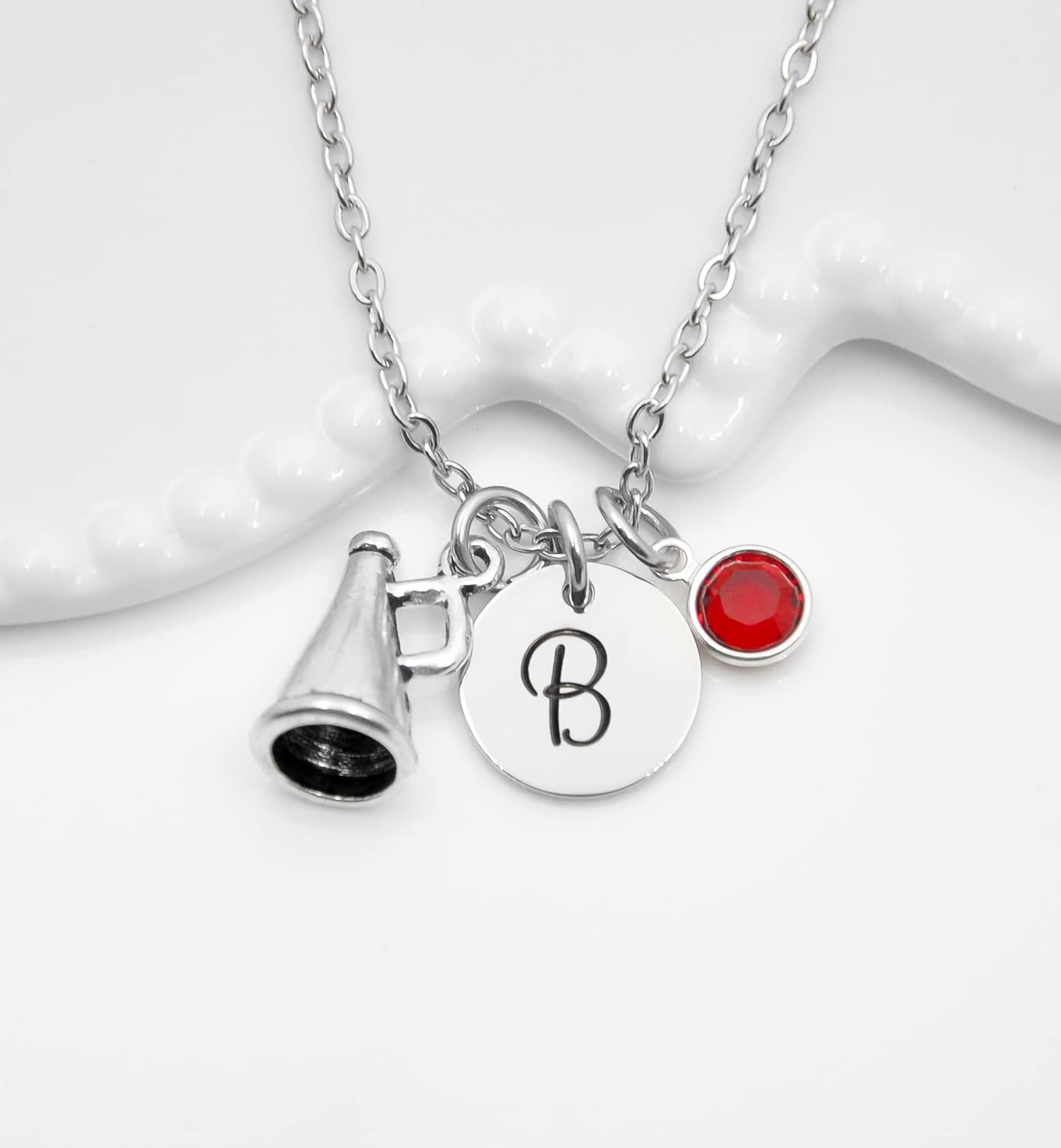 Cheer necklace, cheerleader team megaphone cheer captain, cheer coach custom necklace - Image 4