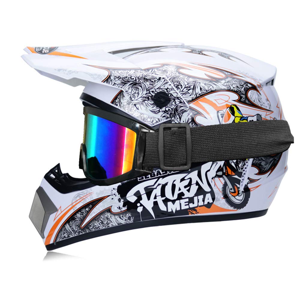 FENGCHENG Motocross Helmet Motorcycle Helmet for Children Motocross Cross, Moto MX Helmet, Adult Helmet with Glasses, Motorcycle Mask, Motorcycle Helmet Unisex