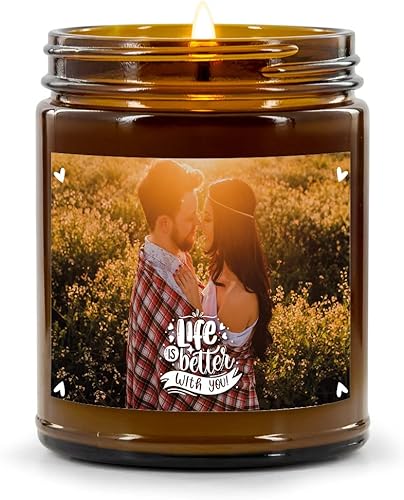 Miniatura 4 de Velas perfumadas personalizadas con imagen para él o ella (grano de vainilla), velas fotográficas personalizadas para el día de San Valentín, velas