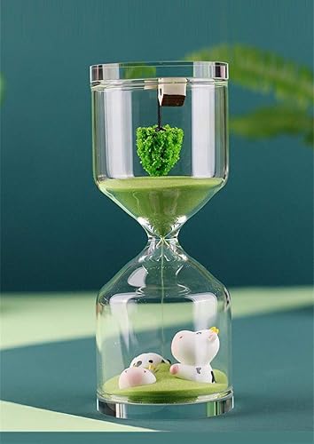 Miniatura 3 de Falytemow Reloj de arena de 30 minutos con temporizador de arena verde para decoración de escritorio de vaca linda para cocina, escuela, enseñanza