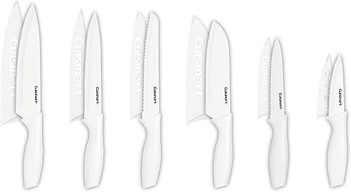 Cuisinart Juego de cuchillos de cerámica de 12 piezas con 6 cuchillas y 6 protectores de cuchilla, ligero, acero inoxidable, duradero y apto para