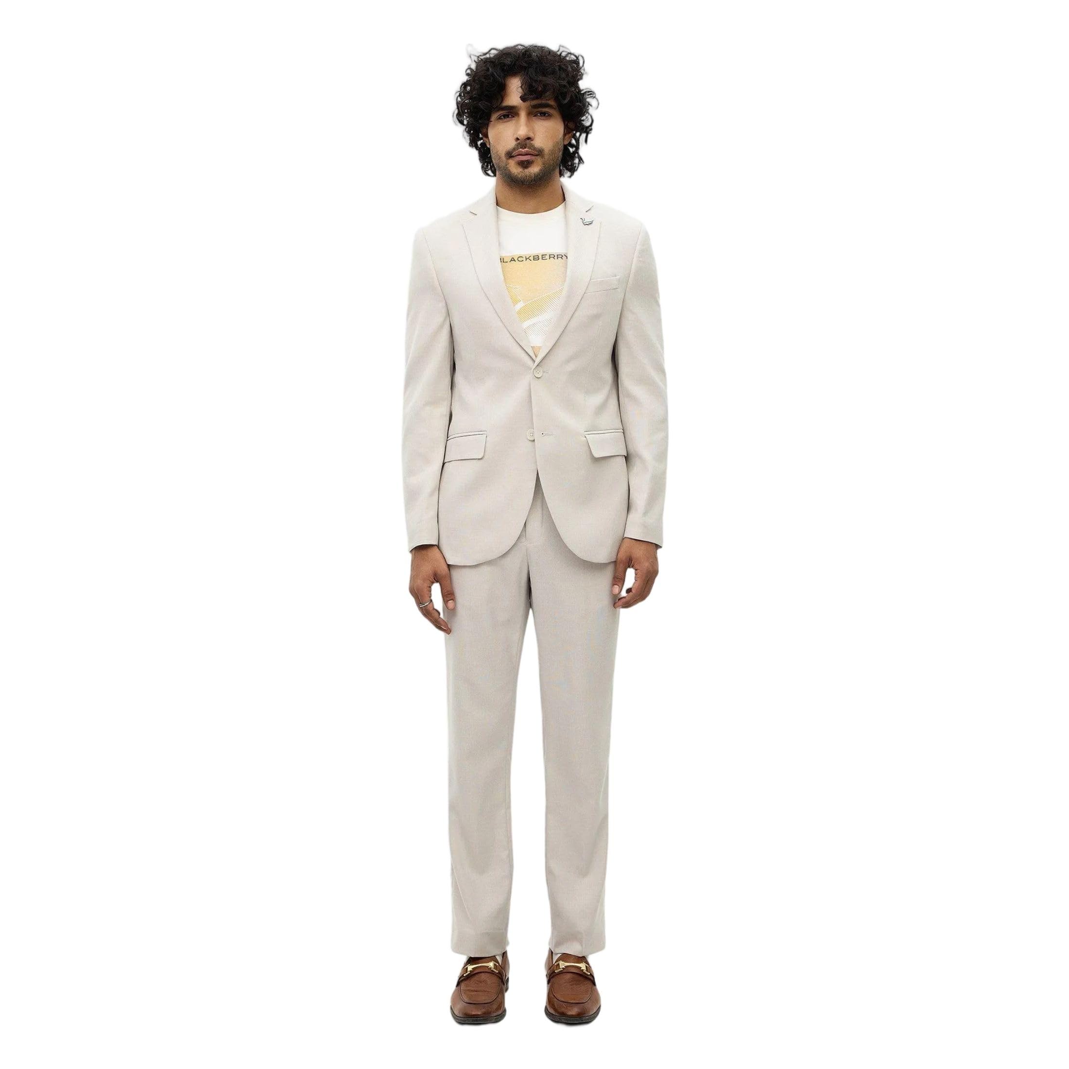 blackberrys Men's Off-White Textured Regular-Fit Suits |Office Wear 3 Piece Suit-picture-53