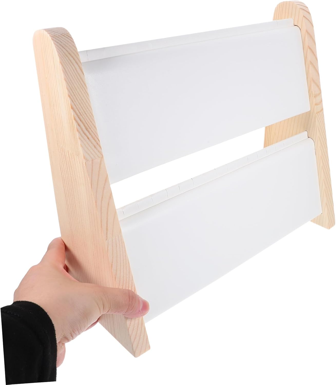 Sosoport Double Layer Wooden Necklace Display Stand Large Capacity Slot Jewelry Organizer Rack Stable Desktop Holder for Pendant Storage and Elegant Jewelry Display