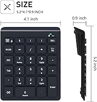 Vista 7 de Lekvey Teclado numérico Bluetooth para portátil, teclado numérico inalámbrico, teclado numérico de 28 teclas, teclado numérico de 28 teclas, teclado