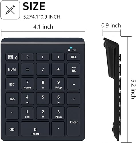 Miniatura 7 de Lekvey Teclado numérico Bluetooth para portátil, teclado numérico inalámbrico, teclado numérico de 28 teclas, teclado numérico de 28 teclas, teclado