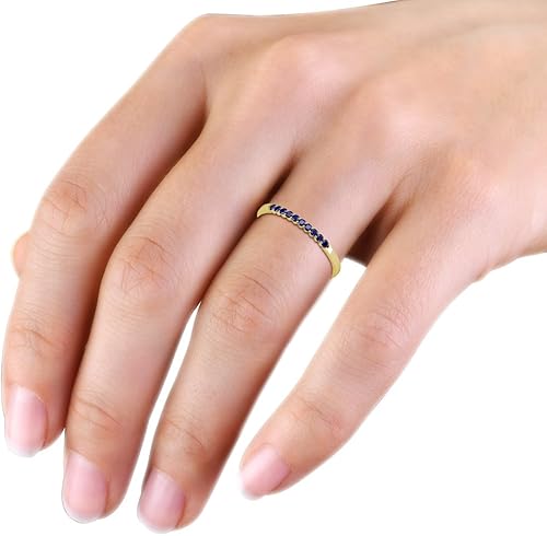 Vista 6 de TriJewels Anillo de boda de zafiro azul de 10 piedras de 0,30 quilates en oro de 18 quilates