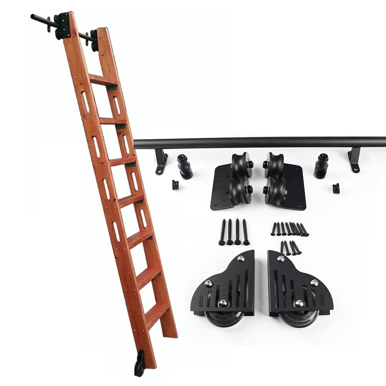 Kit quincaillerie pour échelle coulissante de bibliothèque en acier noir de 200 à 600 cm