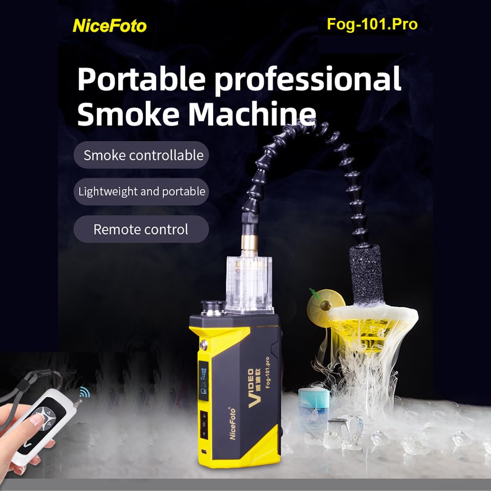 Jemora Fog-101.Pro Máquina de Humo portátil Máquina de Humo Profesional con Control Remoto 5 Luces LED 4 Modos de Humo Máquina de neblina con Ventilador de Niebla de Tubo Flexible Boquillas de