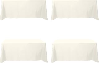 BRILLMAX 4 Pack Ivory Tablecloths for 6 Foot Rectangle Tables 90 x 132 Inch - 6ft Rectangular Bulk Linen Polyester Fabric Washable Cloth Cover for Wedding Reception Banquet Birthday Party