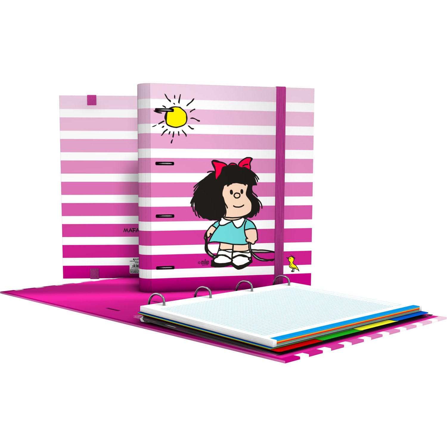 Grafoplás | Carpesano 4 Rings A4 | Carpebook Mafalada Birdie | Includes Refill Grid 5x5 Edge Colour 90g | Dividers | Transparent Envelope | Ergonomic Curved Spine | Perfect School Supplies
