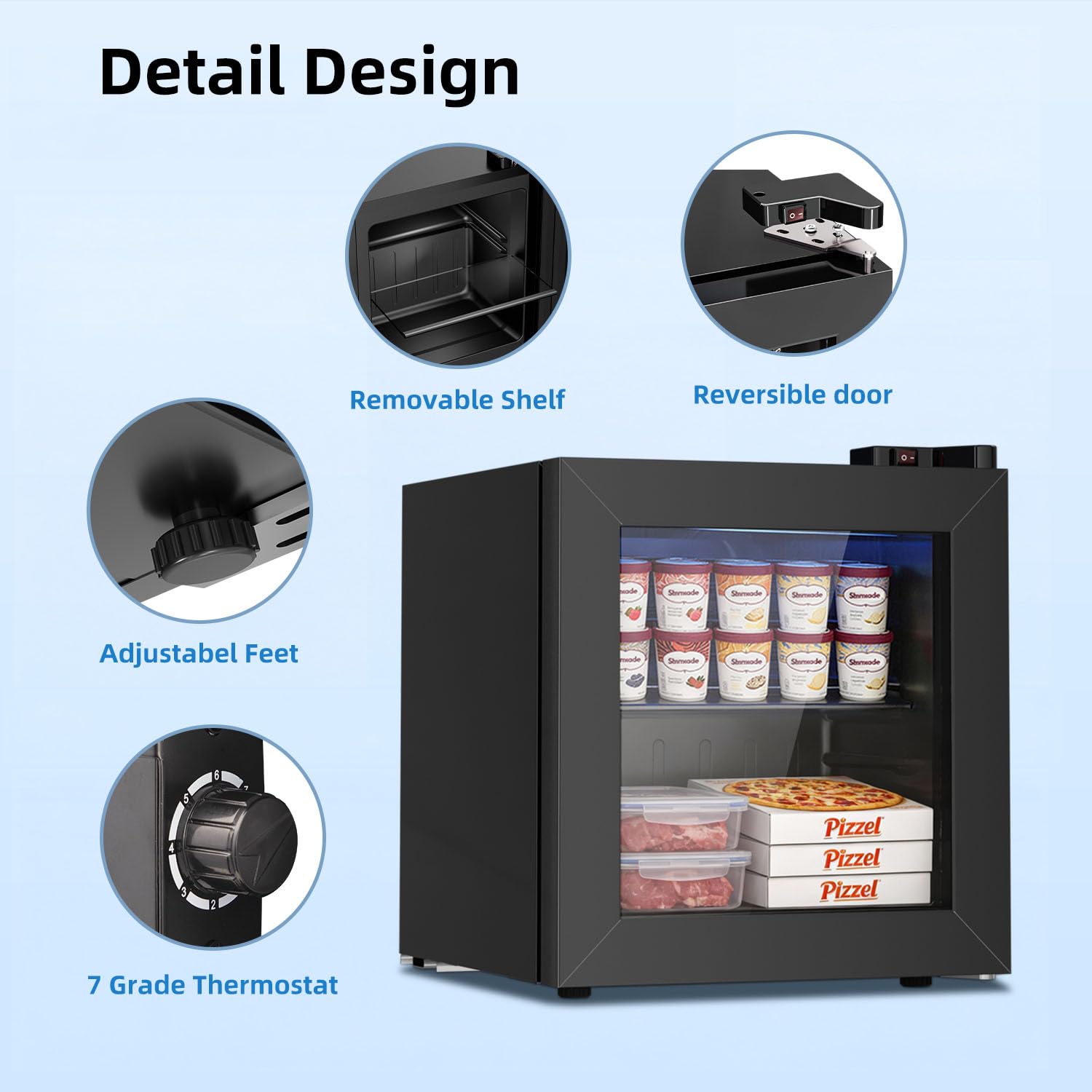 Antarctic Star 35L Upright Ice Cream Storage Unit, Compact Vertical Design with Mechanical Temperature Control, (-10°F to -18°F), Small Capacity Cold Storage for Home/Office/Dormitory Use, 115V/60Hz on Fridge.com