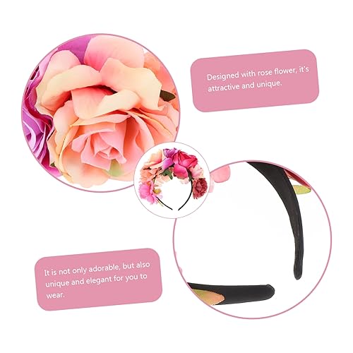 Miniatura 6 de Beatifufu 1 tocado hawaiano de flores con guirnalda  Accesorio de tela de seda vintage para mujer, boda, día de muertos