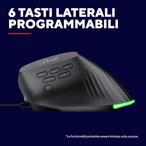 145 Rexxa Mouse Verticale Ergonomico con Illuminazione RGB 12800 DPI, Mouse da Gaming con Filo USB, 10 Pulsanti Programmabli, Software Avanzato, per PC, Laptop, Mac, Windows - Nero - Tastiera gaming - Immagine 3