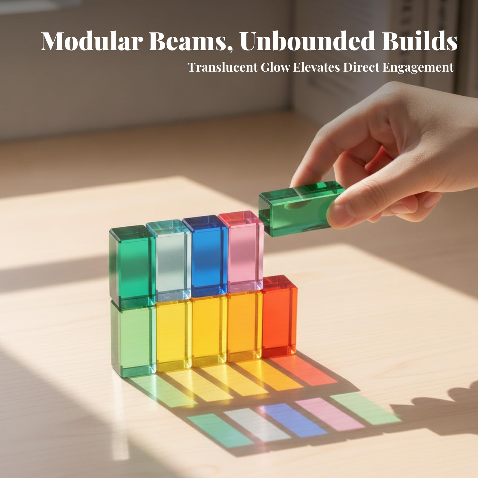 10 Pezzi Mattoncini Colorati Resistenti | Finitura Brillante, Mattoncini Trasparenti, Colorato, per Tavolo Luminoso, Scuola Dell'infanzia