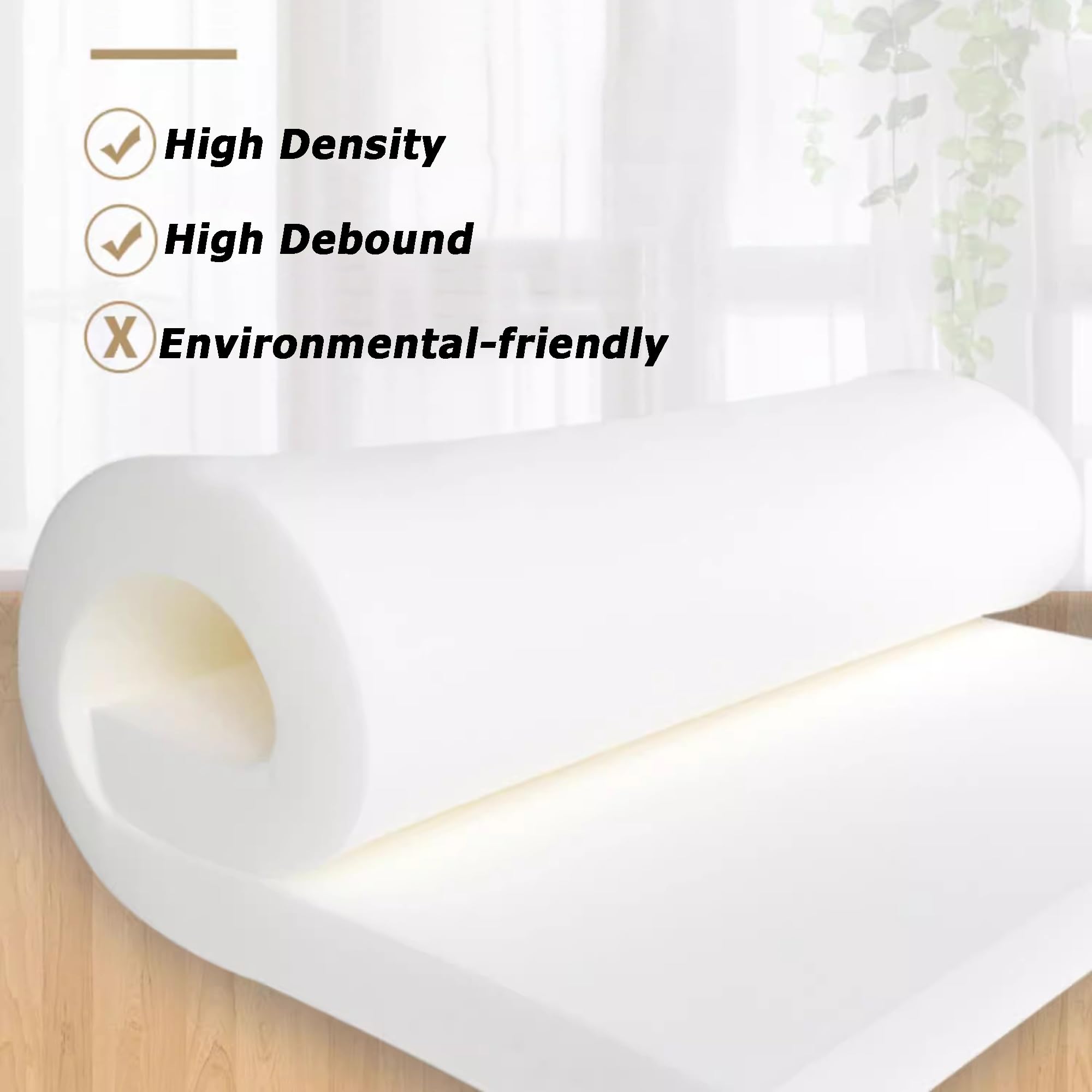 Materasso in schiuma ad alta densità, 100 x 40 cm, spessore 8 cm, ideale per camper, cucce per cani, panchine da giardino, cuscini per divano, uso interno/esterno, imbottitura di ricambio bianca