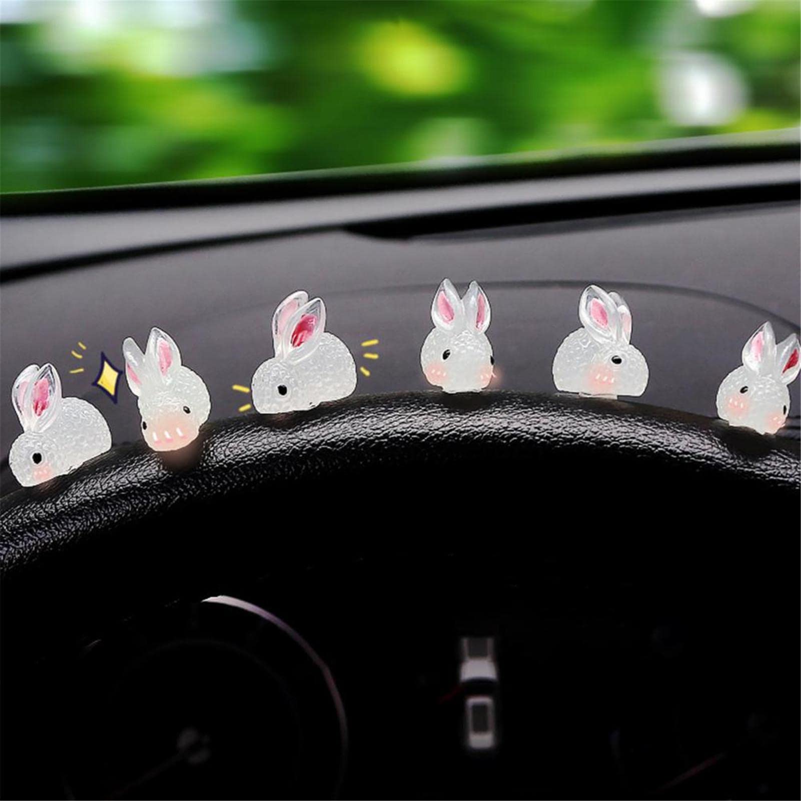 100 Stks Miniatuur Hars Konijnen Glow In The Dark Konijntjes Beeldjes Micros Landschap Accessoires Poppenhuizen Ornamenten Paars