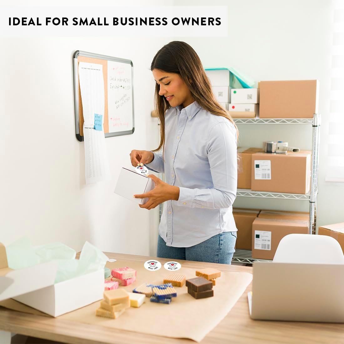 Andaz Press Round Small Business Sticker Labels, 120-Pack, Handmade With Love, Product Labels, Thank You Stickers for Packaging